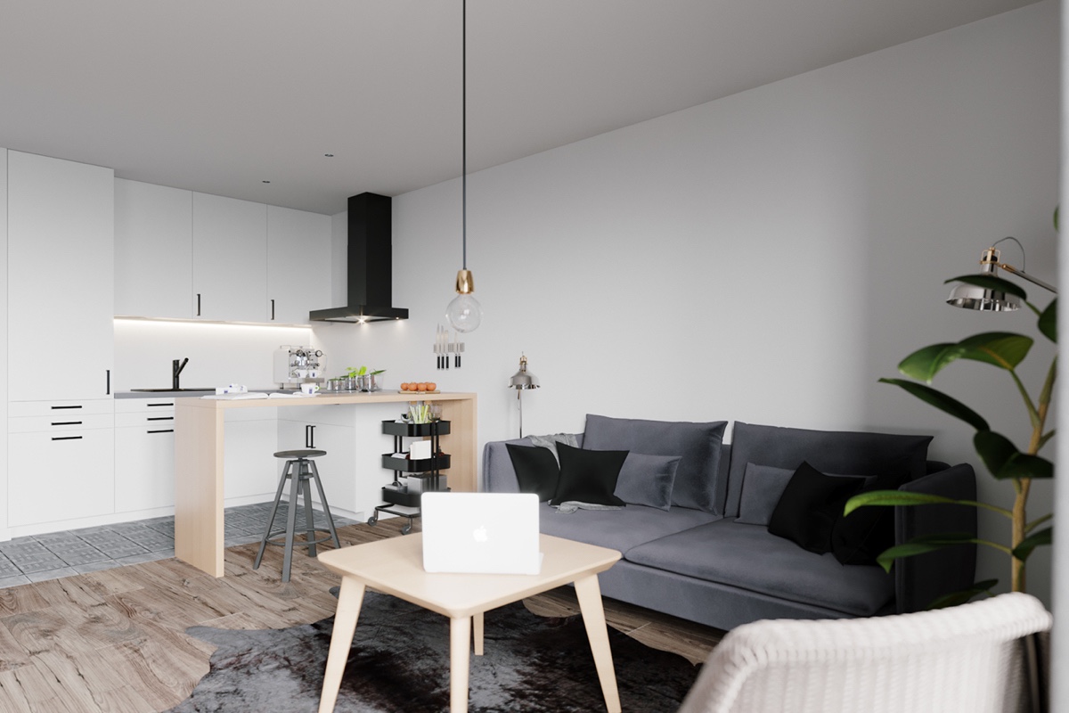 Scandinavian black and white interior