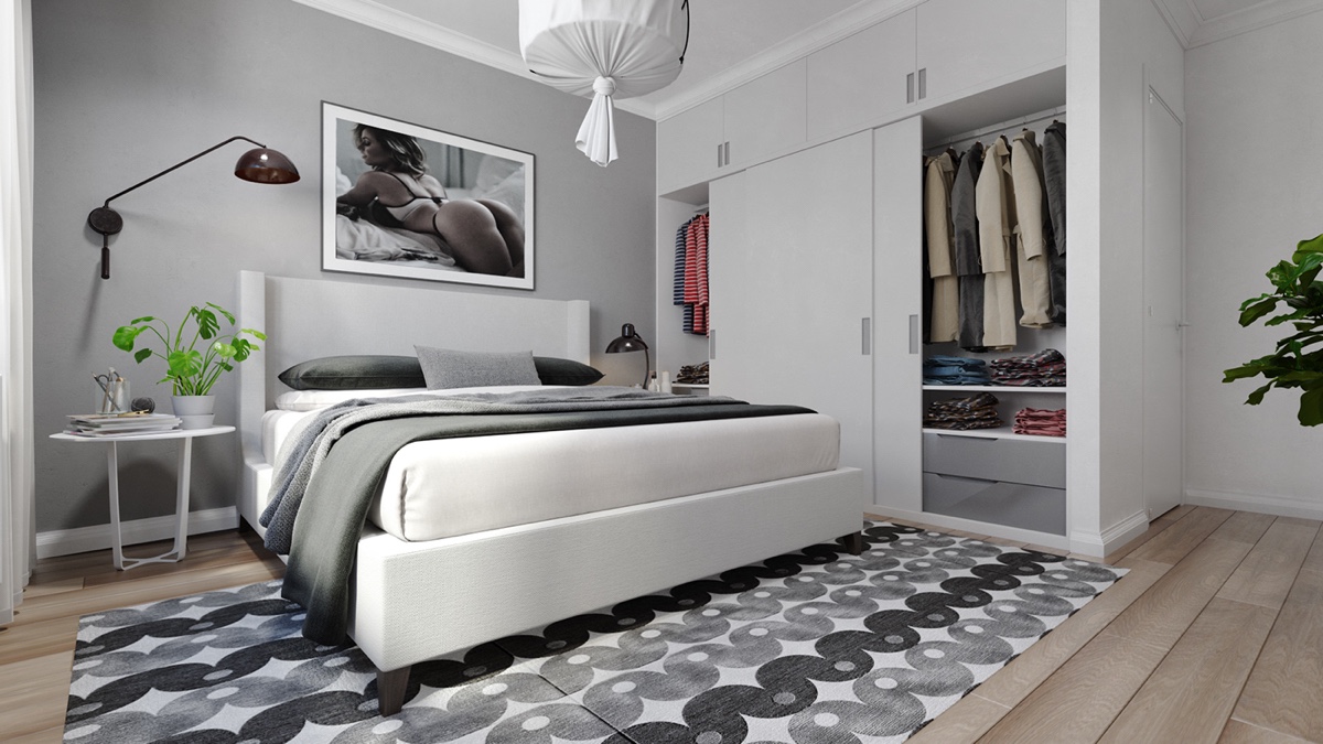 scandinavian white bedroom design
