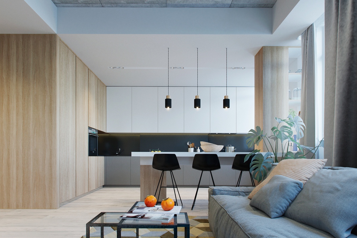small modern open plan apartment