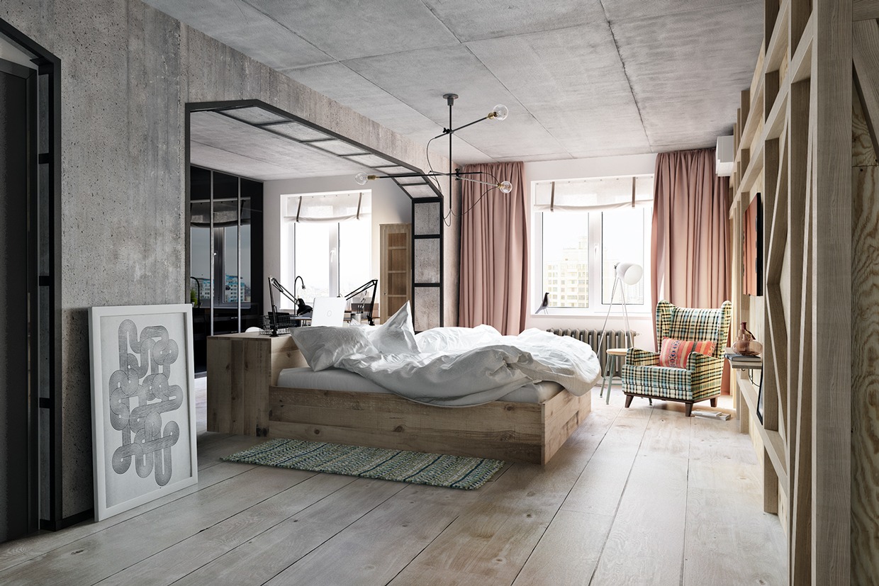 modern industrial bedroom design