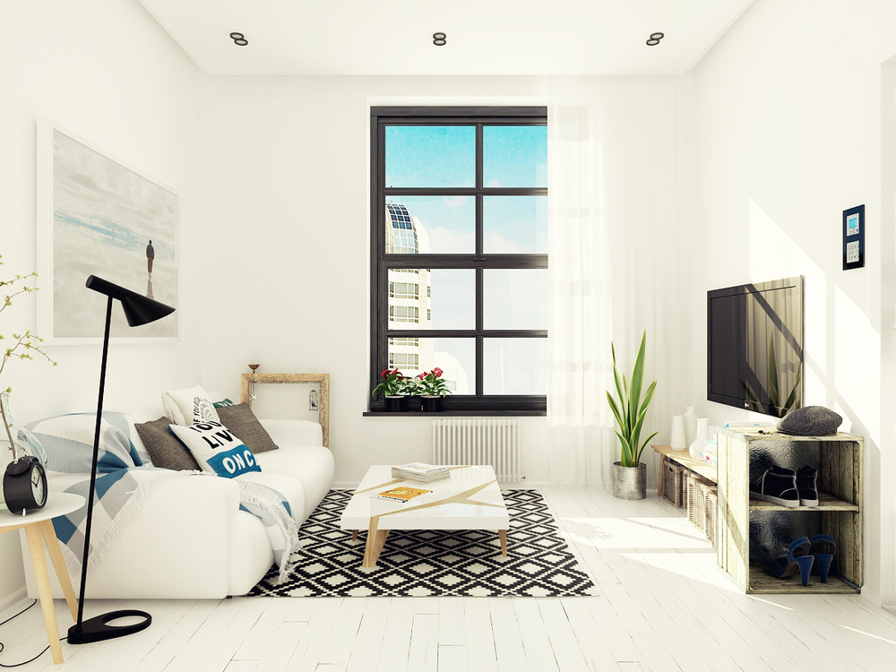 white small living room design