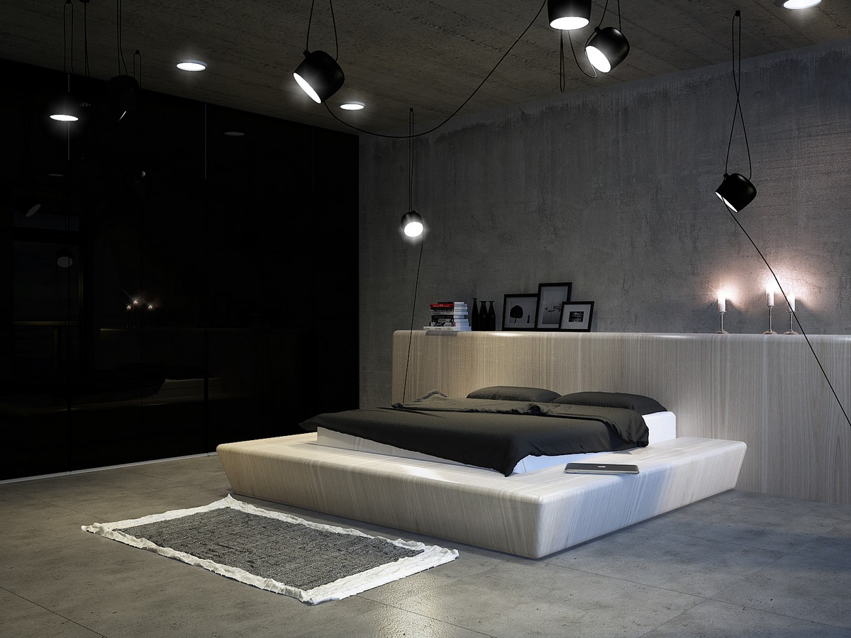 modern bedroom with perfect lighting