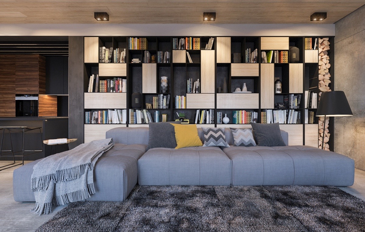 contemporary gray living room