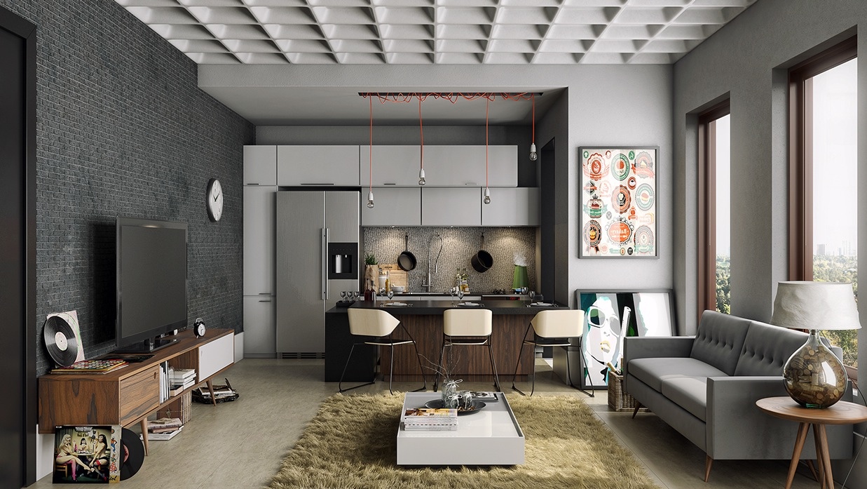 Find the suitable open plan apartment designs with fashionable decor