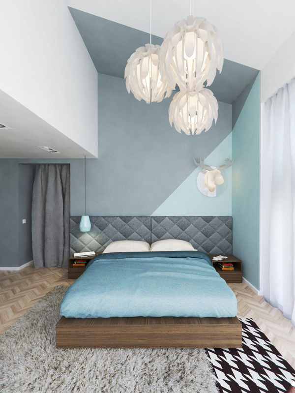 modern blue bedroom