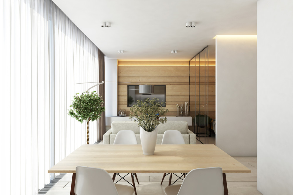 white minimalist dining room