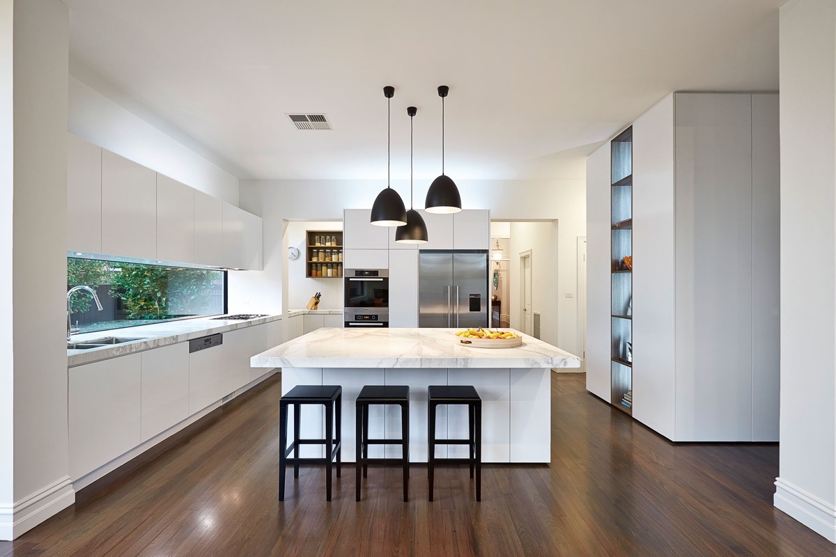 white wooden kitchen design