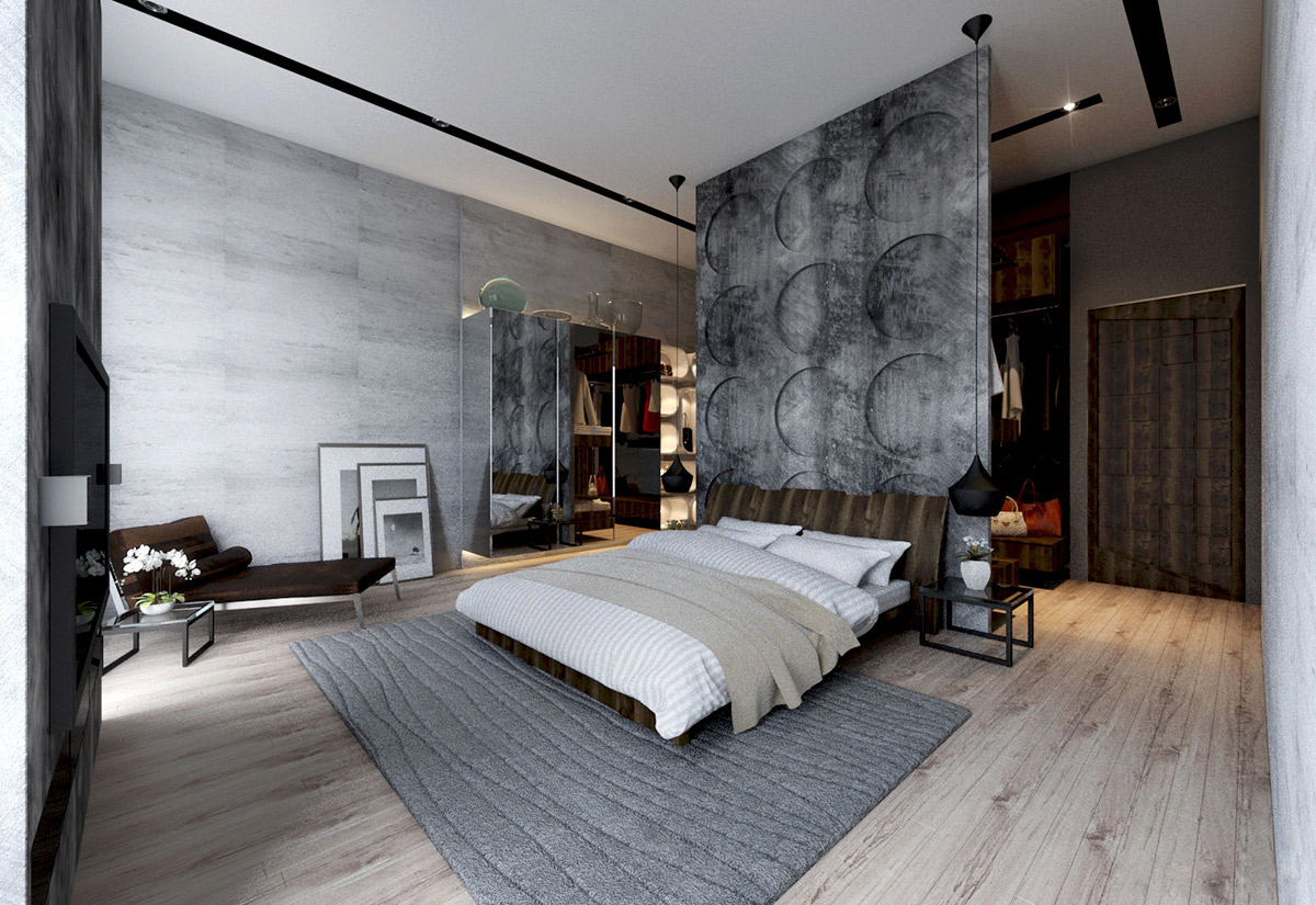 modern gray bedroom design