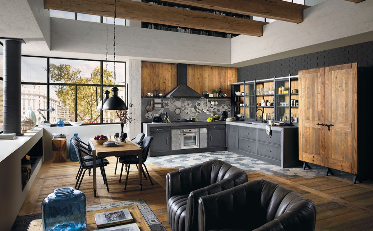 gray industrial kitchen design