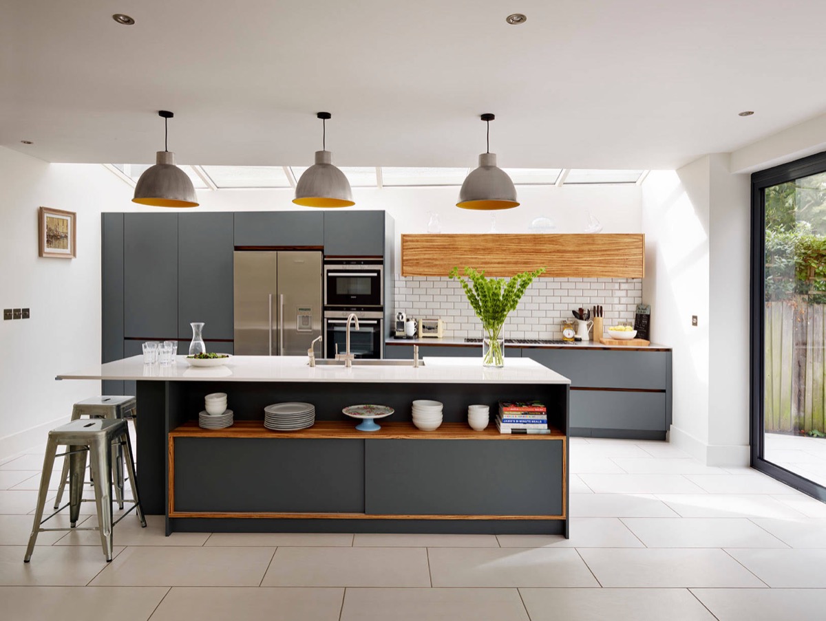 white and gray kitchen design