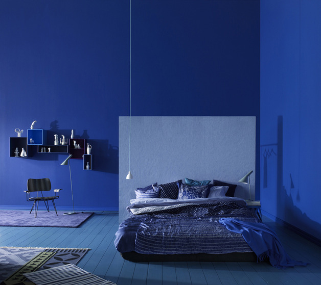 blue color swedish bedroom design