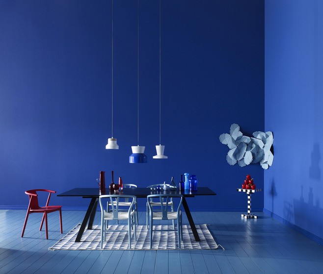 blue color dining room design