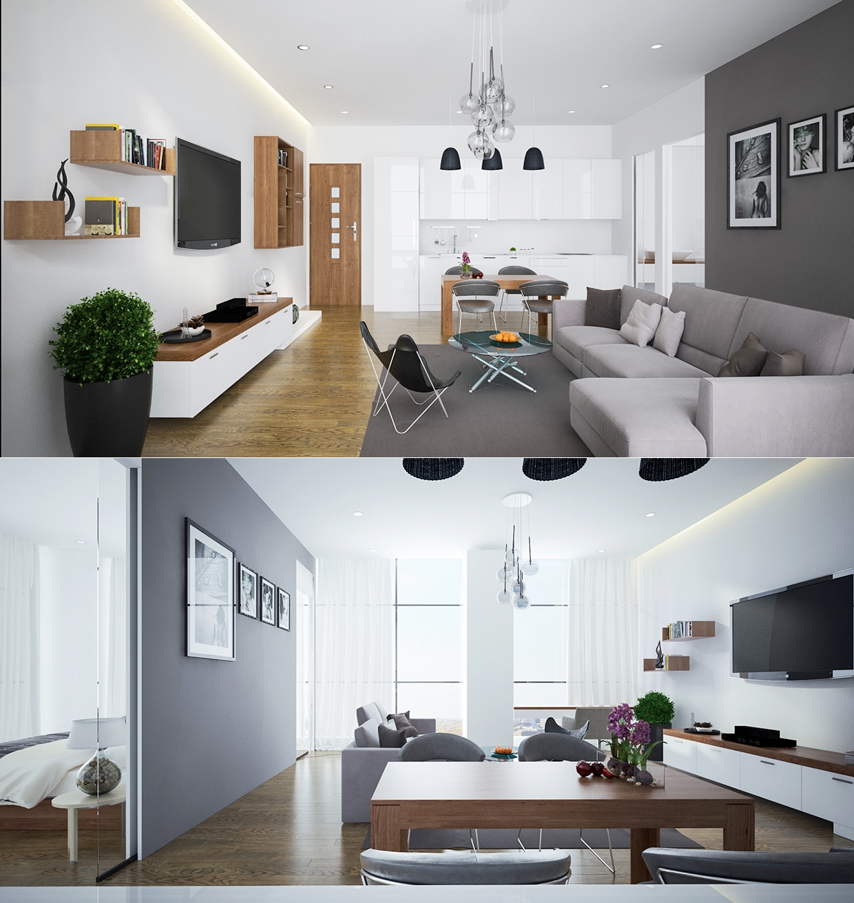 white open plan apartment design ideas