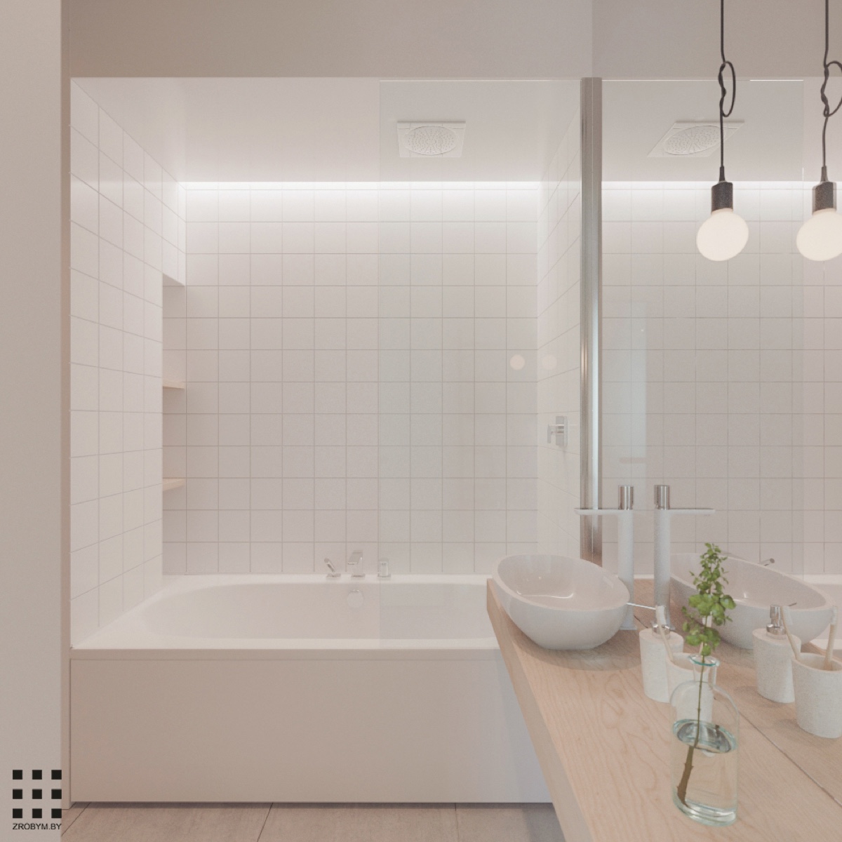 white scandinavian bathroom design