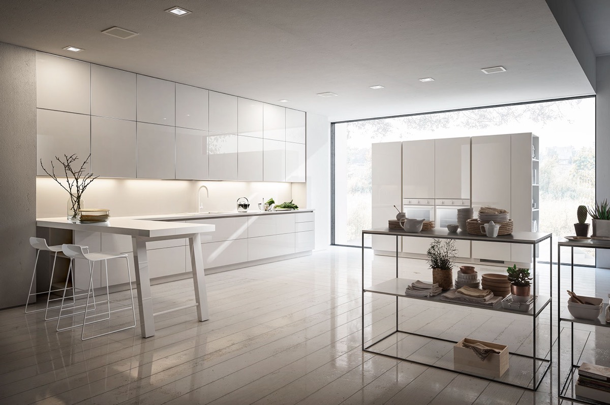 white minimalist kitchen decor