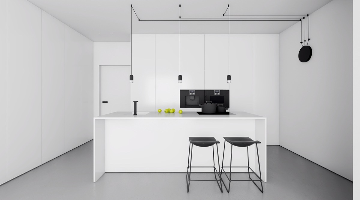 minimalist white kitchen