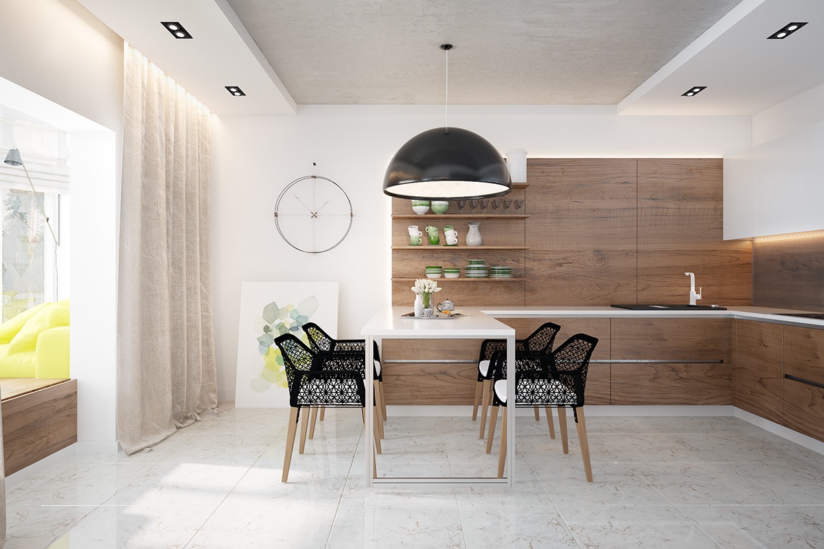 minimalist wooden dining room