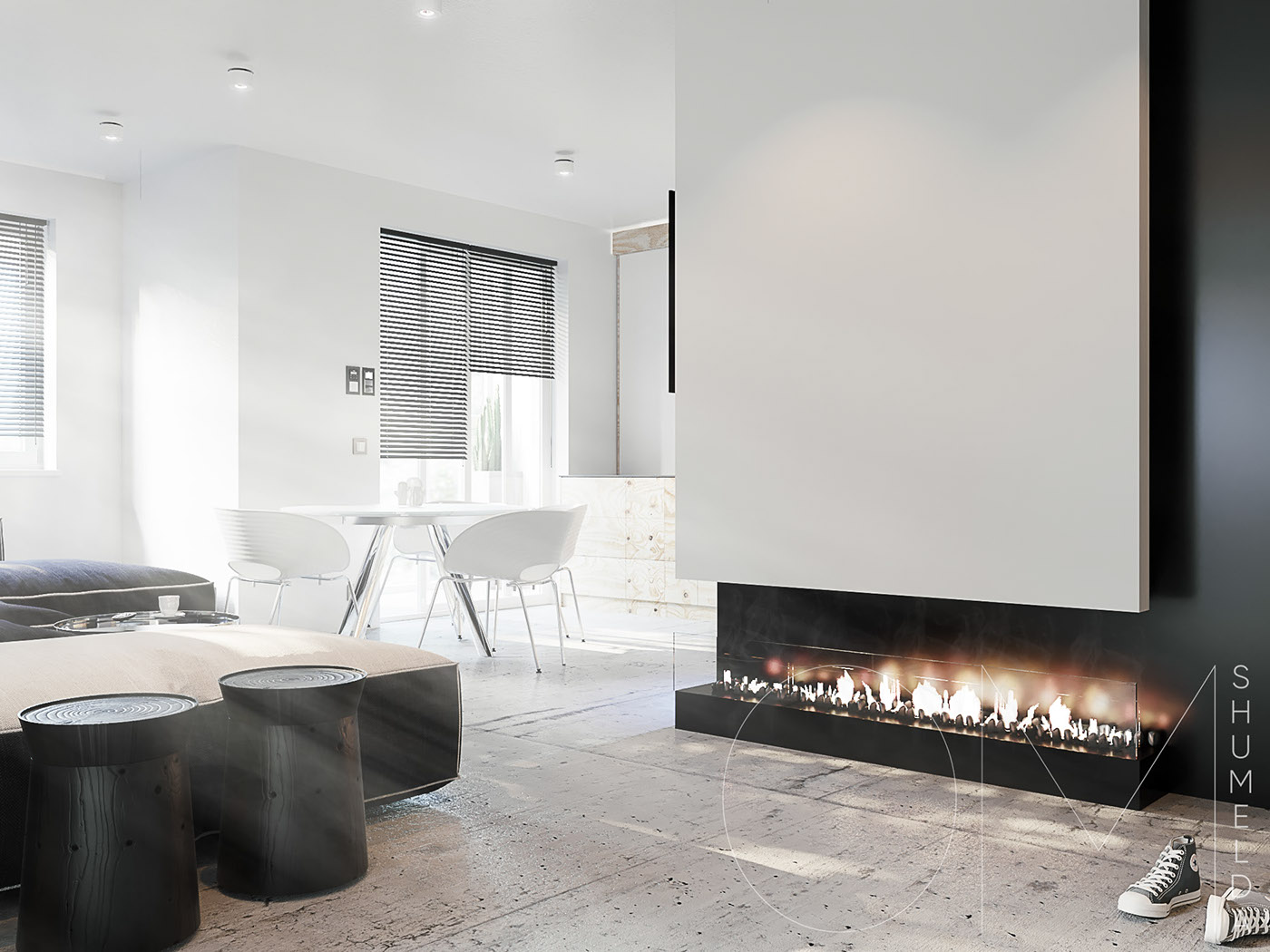 black-and-white-living-room 