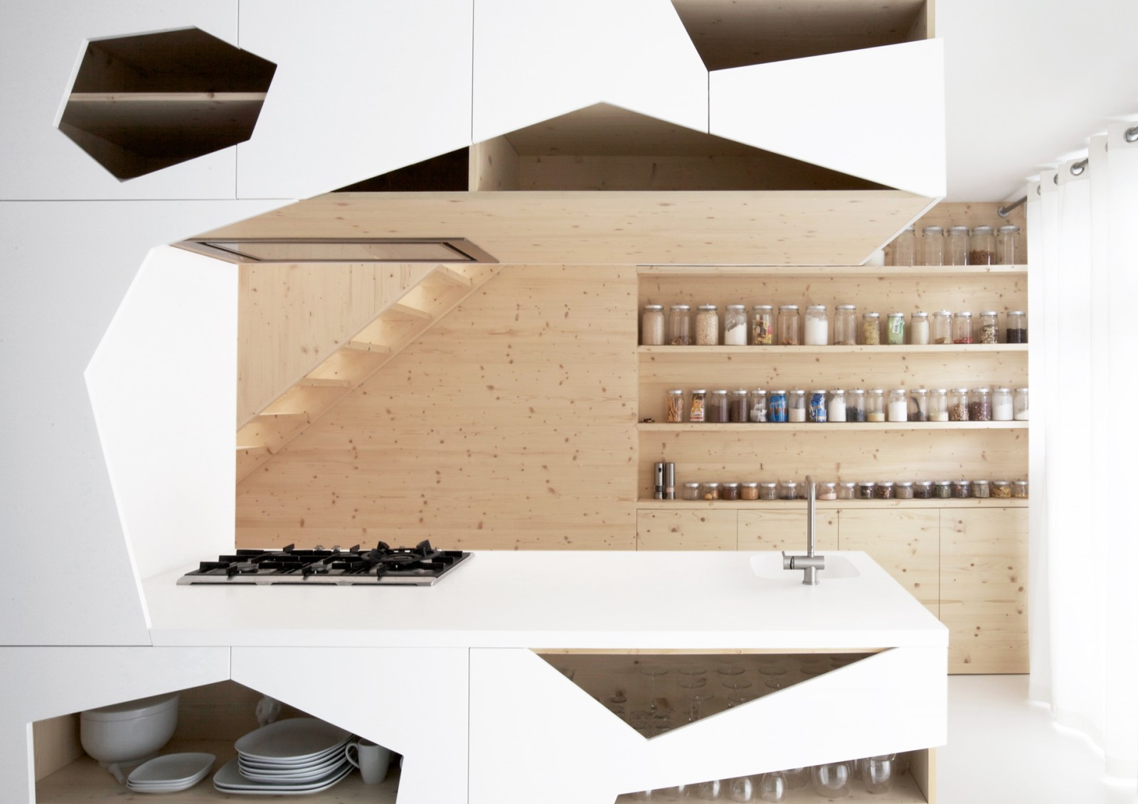 white minimalist wooden kitchen