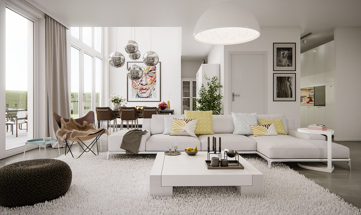 chic open plan living room