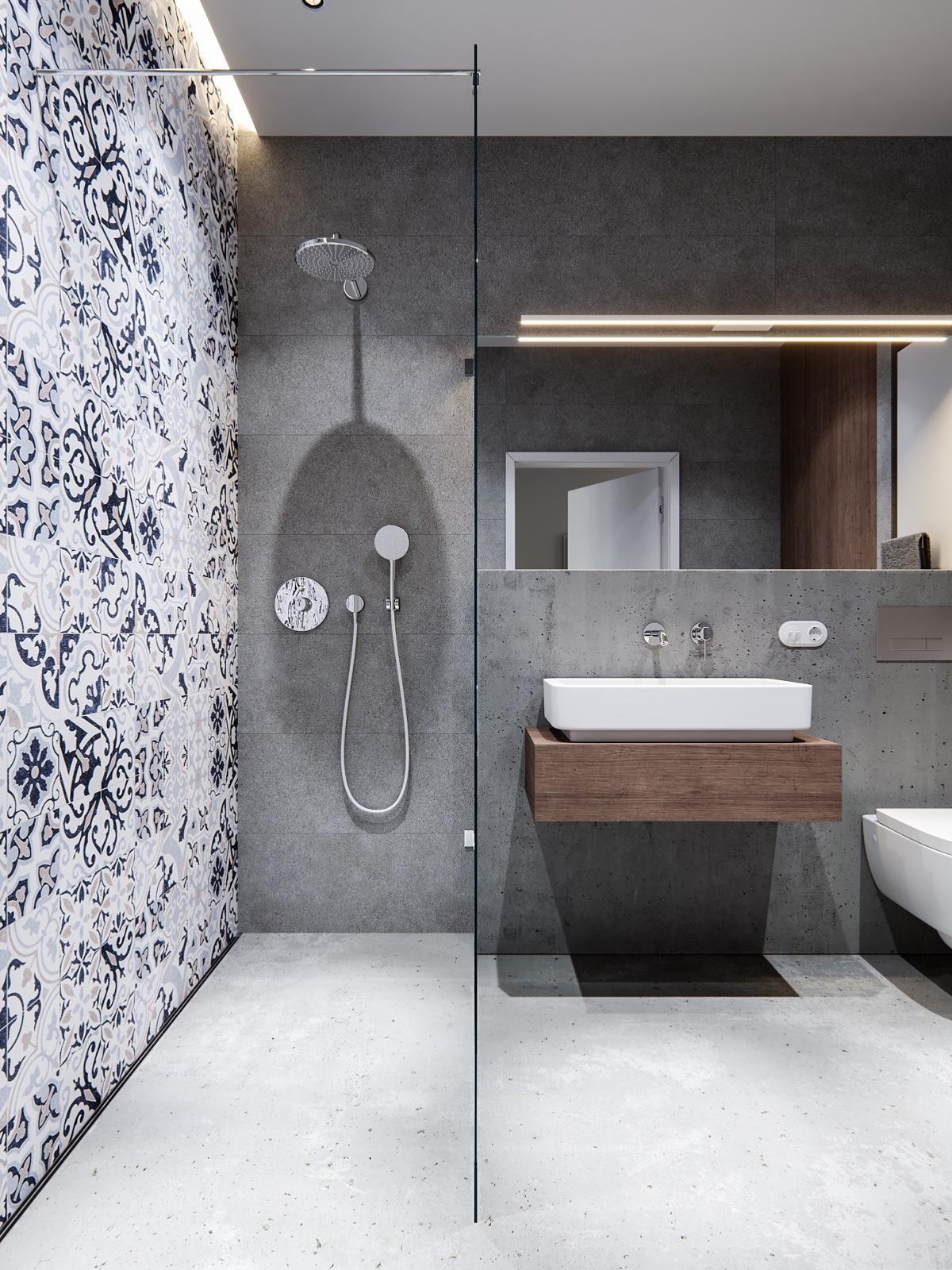 Trendy Bathroom designs Combined With Modern and Geometric Concept ... - Unique Blue Bathroom Tile Design Dmytro MesaksuDi