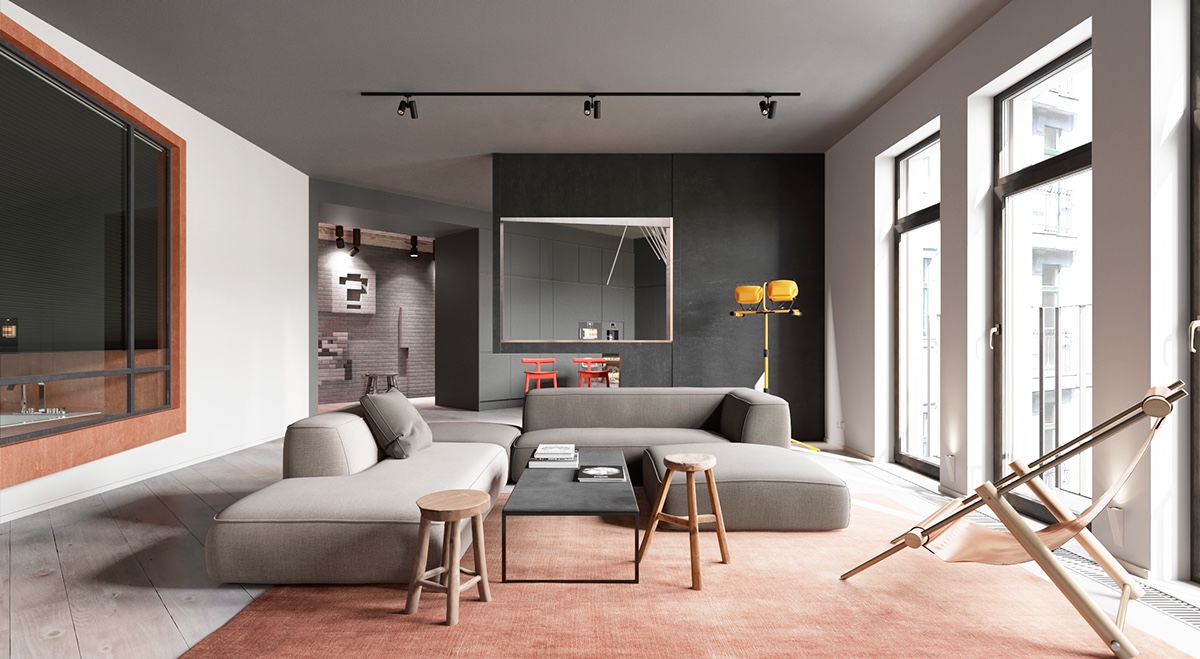 sleek living room apartment design