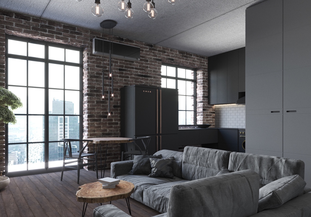 gray studio apartment