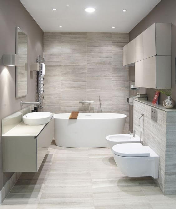 Beautiful Modern Bathroom Designs With With Soft and Neutral Color