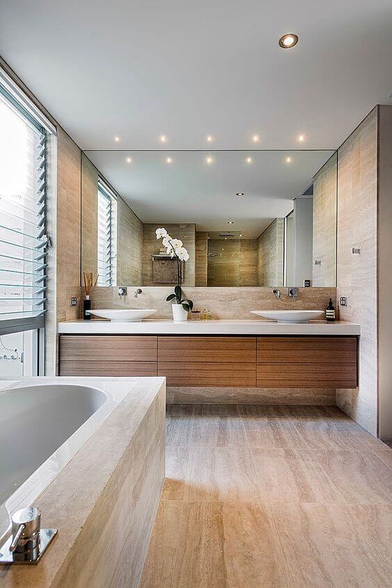 modern wooden bathroom decor 