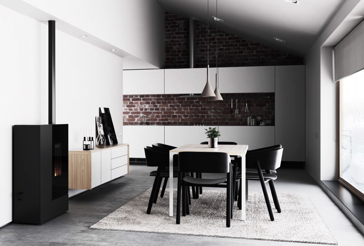 scandinavian-dining-room-exposed-brick-panel 