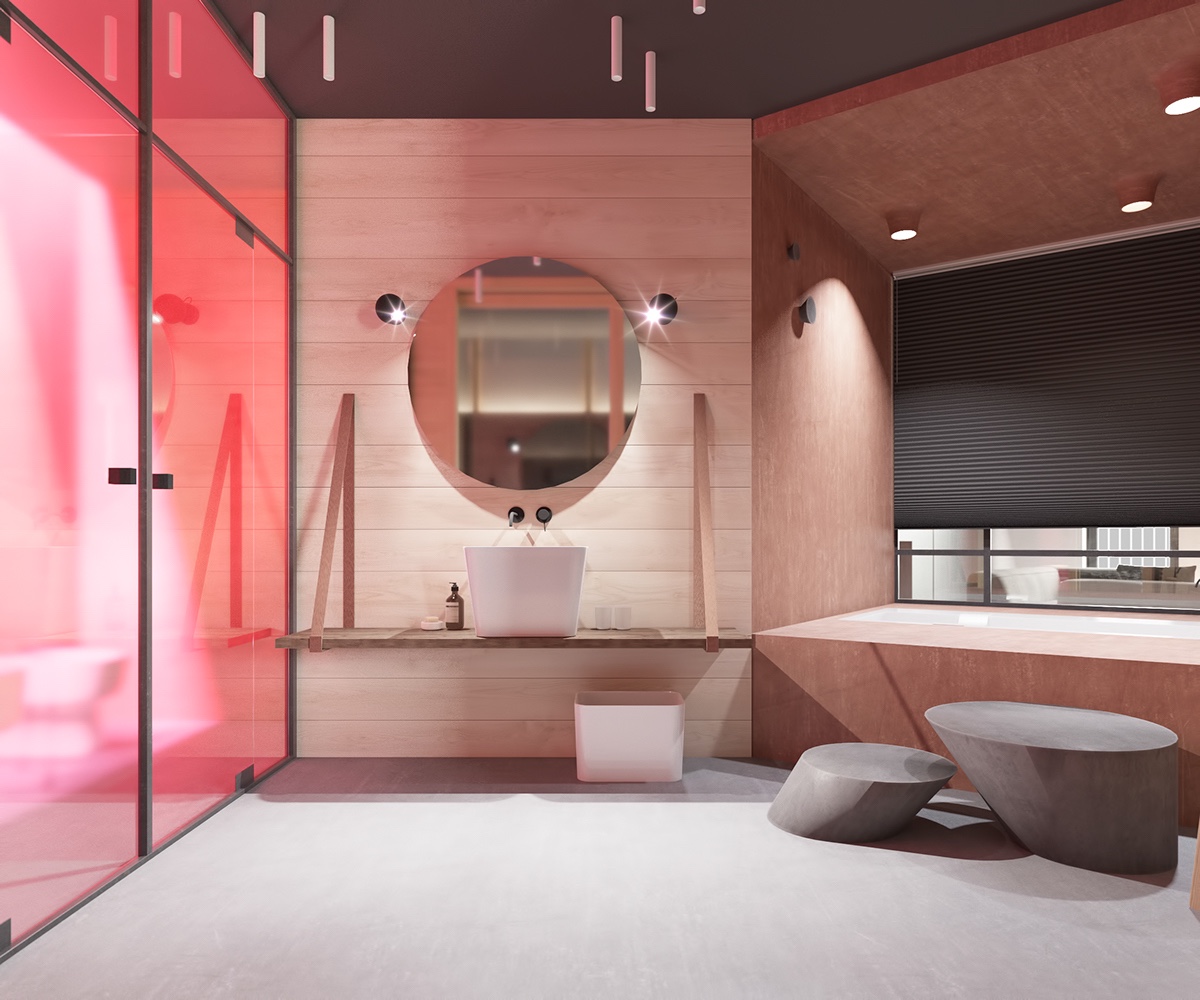 A Sleek Apartment Interior Design With Modern and Unique Decor Brimming ... - Unique Bathroom Decor