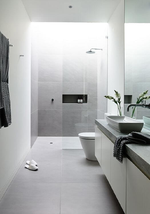 white modern shower bathroom 