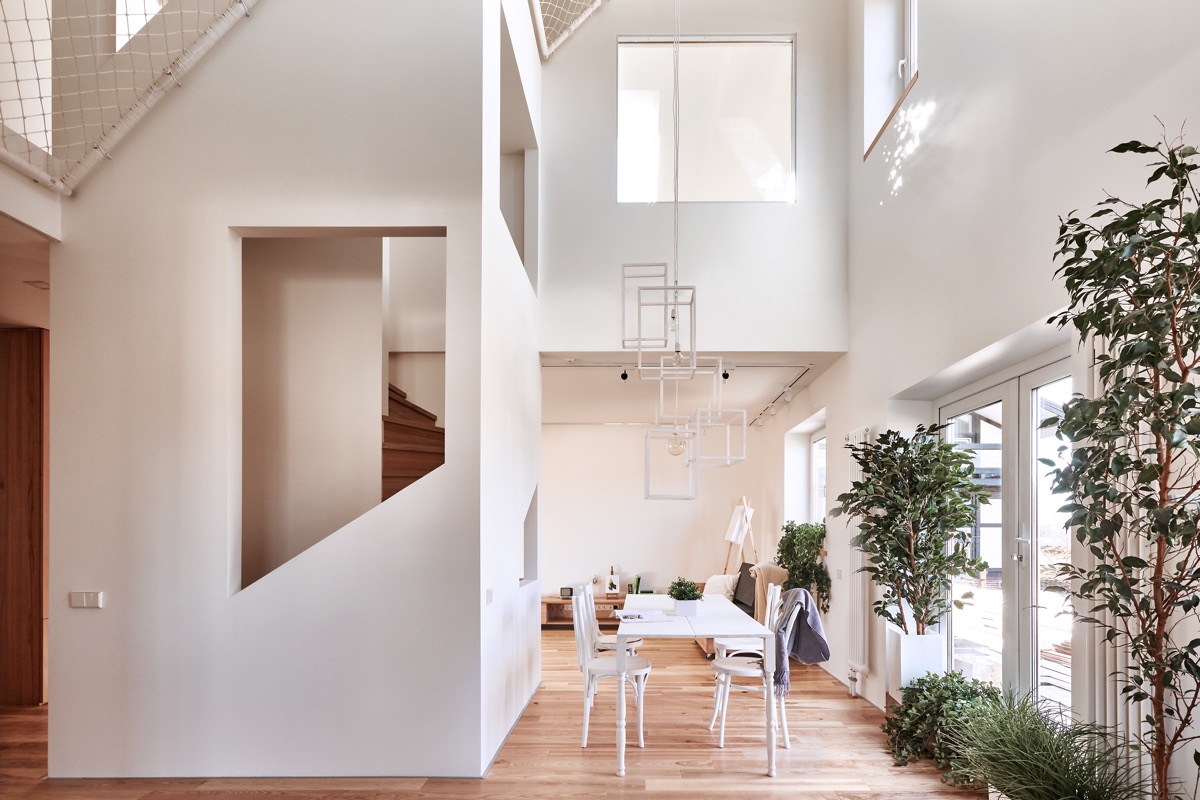 white wooden dining room design