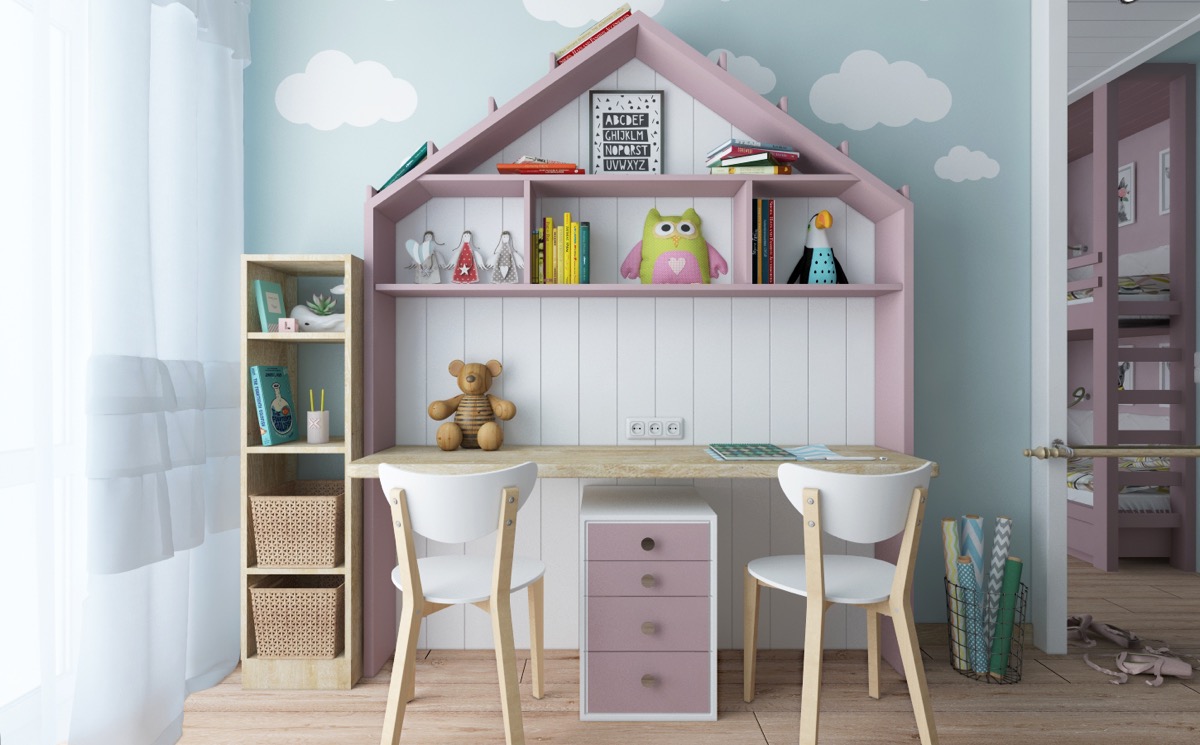 pink-and-blue theme for kids room
