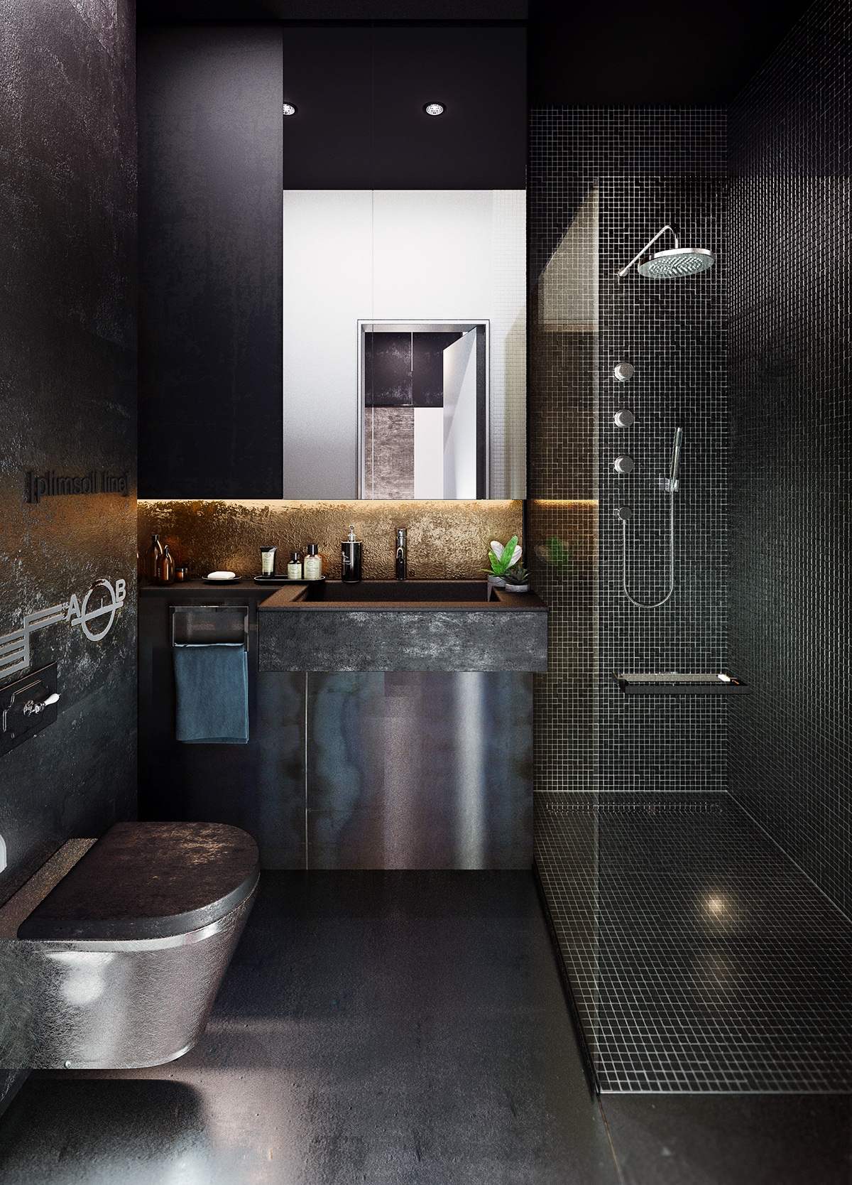 black-tile-bathroom