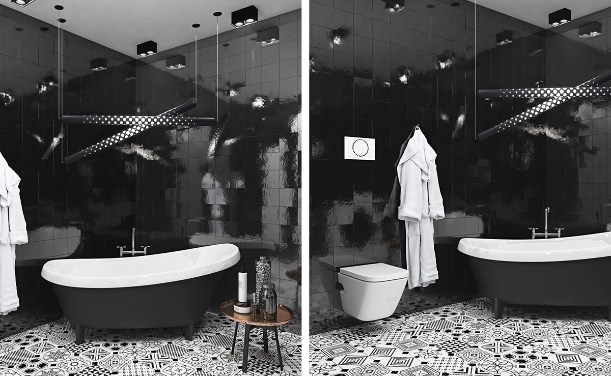 black-tile-bathroom design ideas