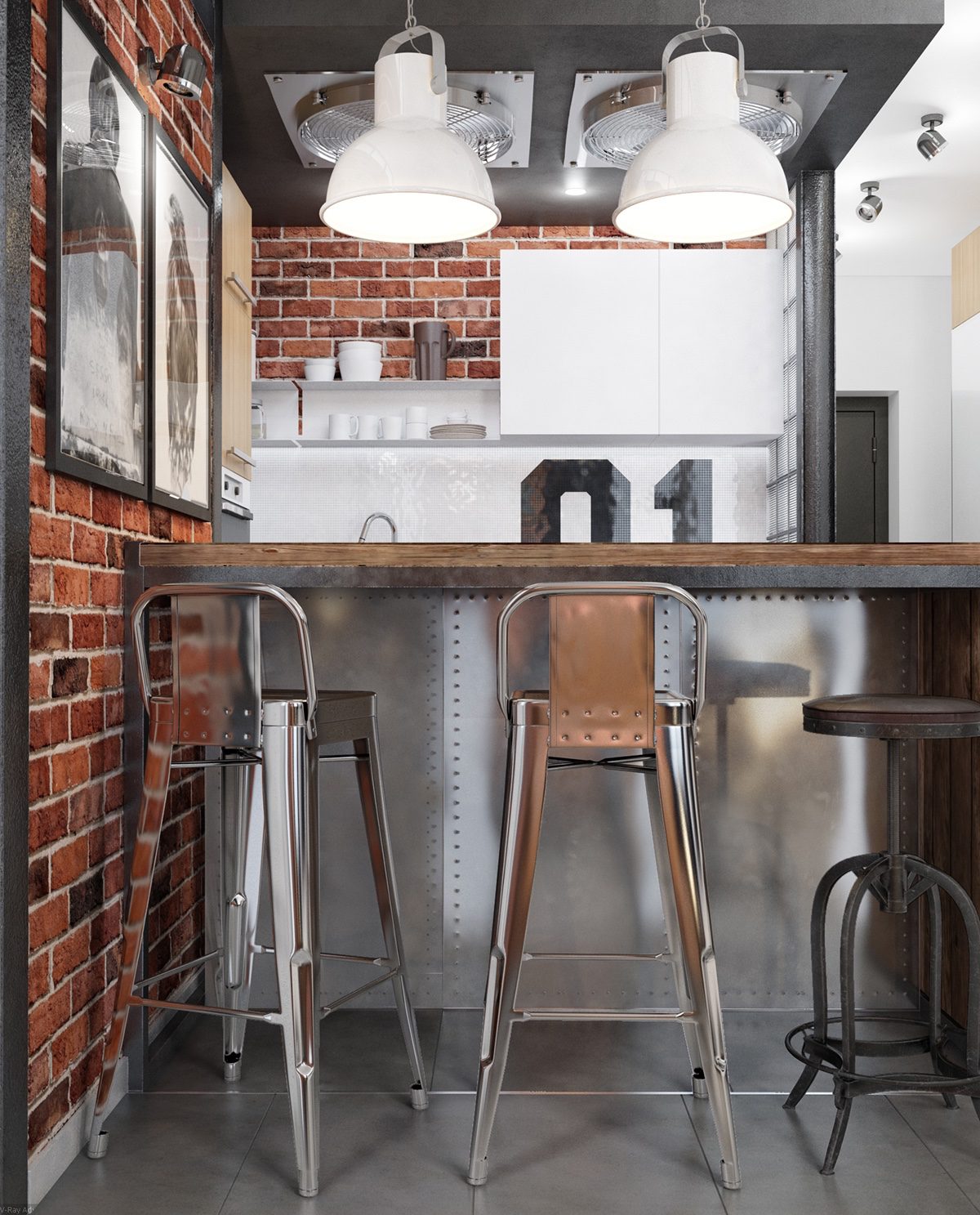 brick-and-metal kitchen bar stool