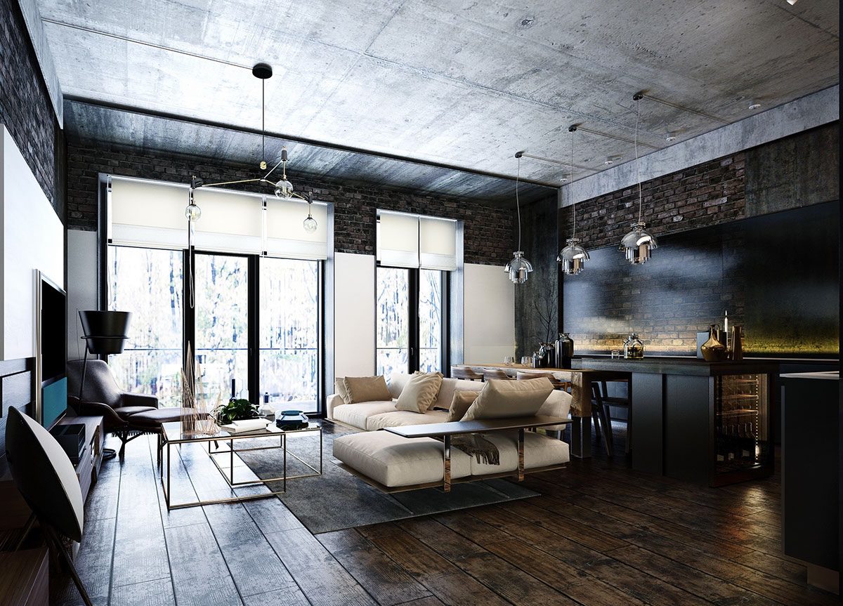 Industrial Style 3 Modern Bachelor Apartment Design 