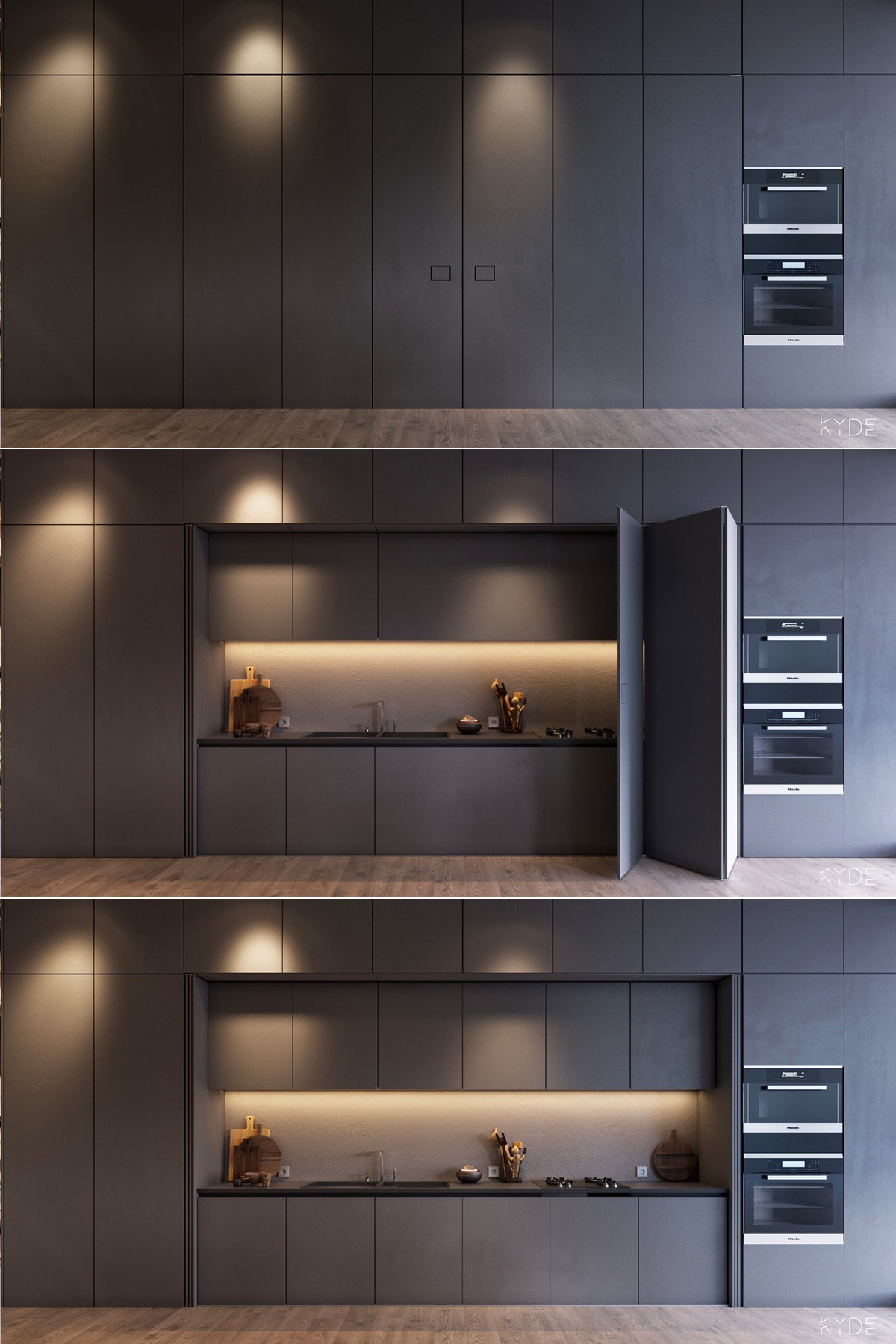 dark minimalist kitchen