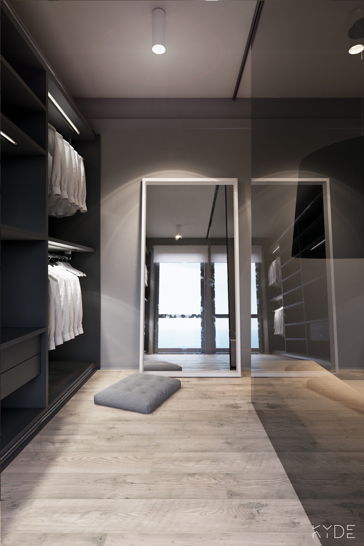 light-wood-flooring for minimalist wardrobe