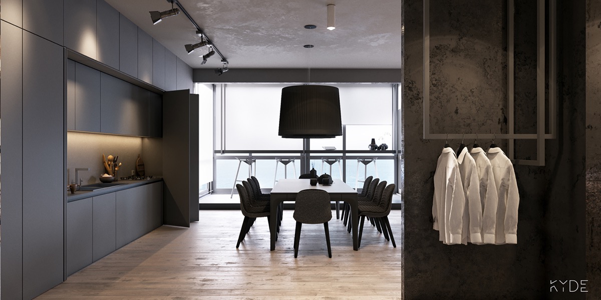 minimalist black-dining-room