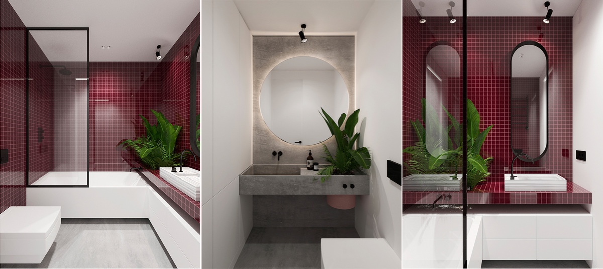 minimalist burgundy-bathroom