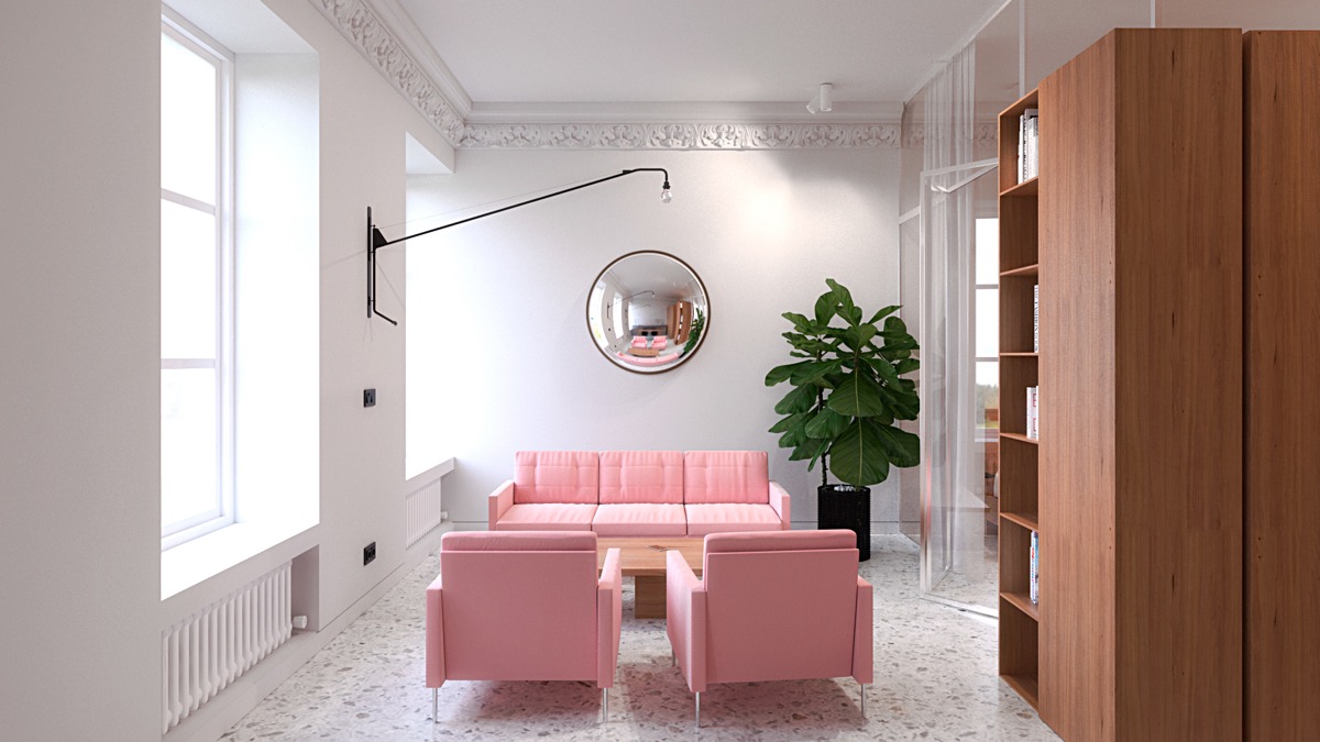 minimalist pink-living-room design