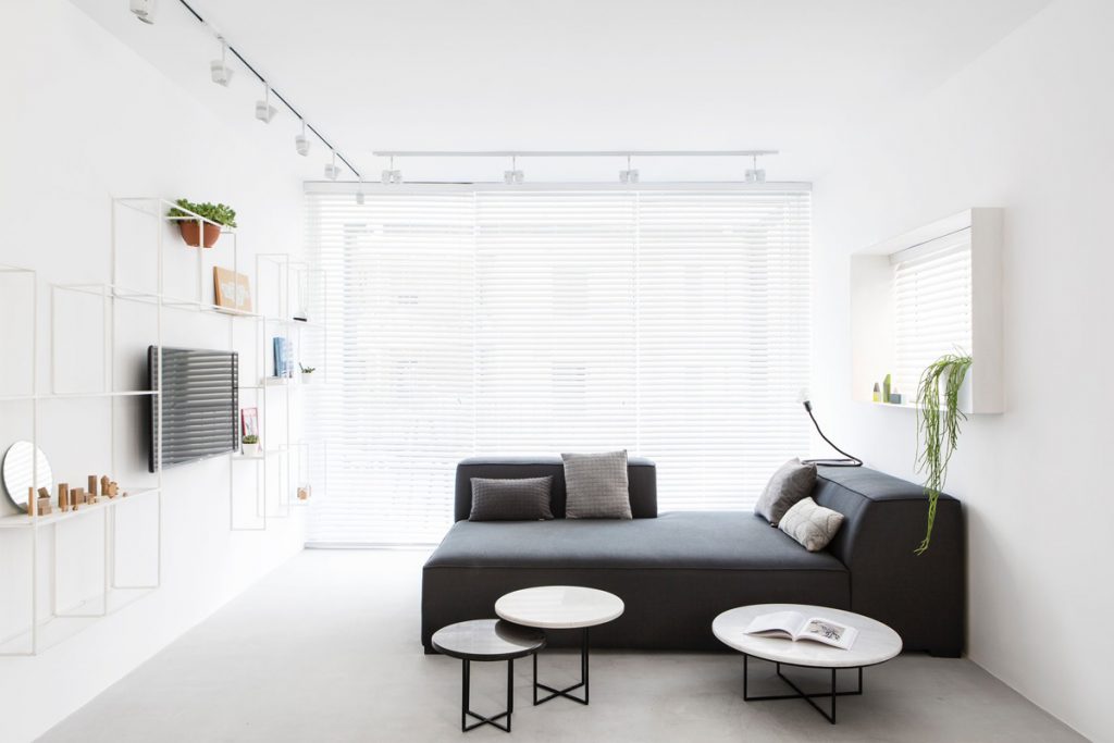 Modern Minimalist Apartment Interior Design with White and Gray Color ...