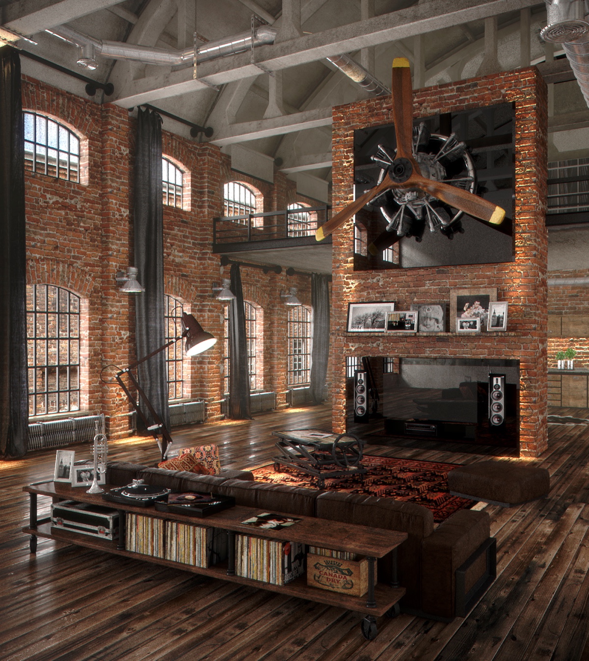 Industrial Style For Living Room Design Apply with Concrete, Brick, and