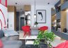 modern apartment with red color