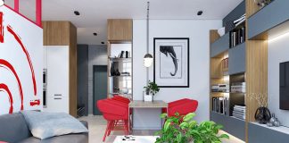 modern apartment with red color