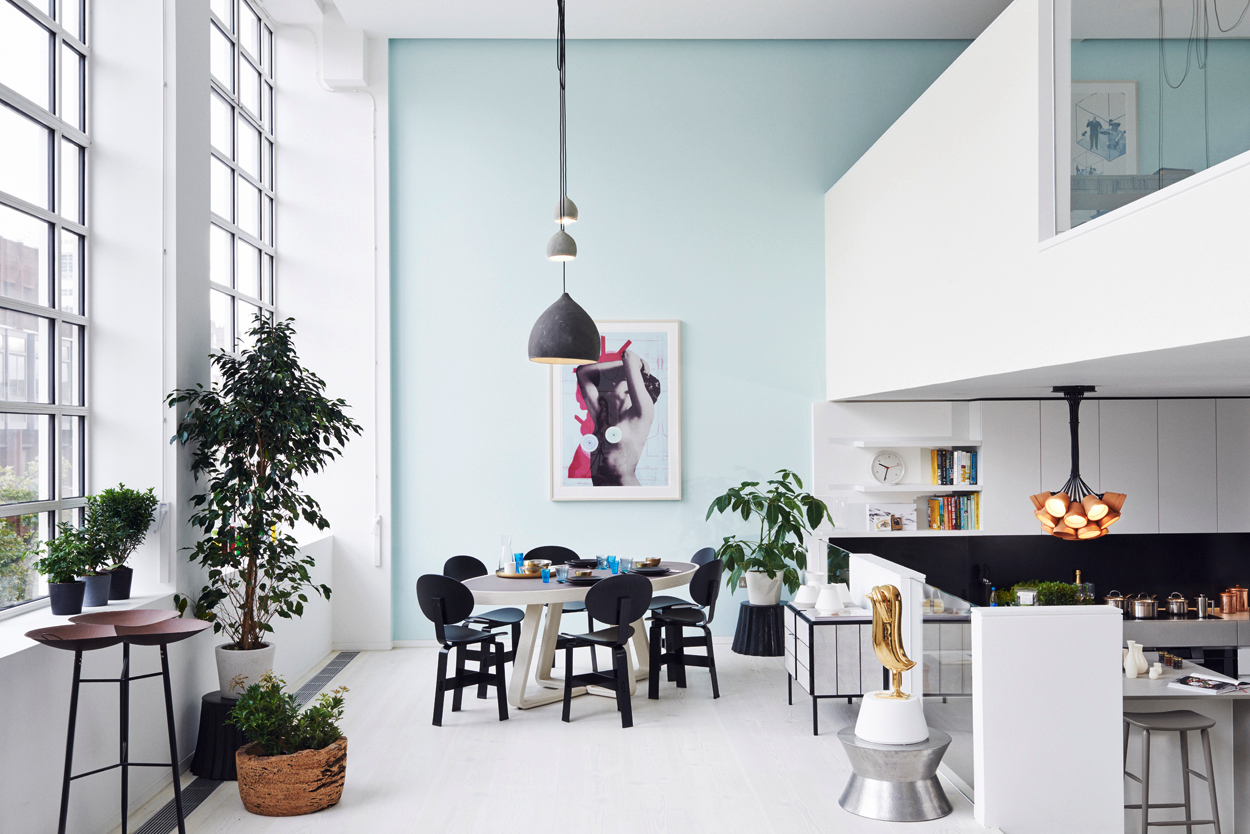 seafoam accent wall interior kitchen