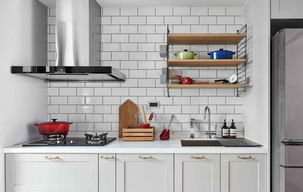 white brick kitchen design