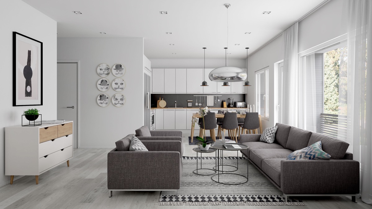 Charcoal-and-White open plan